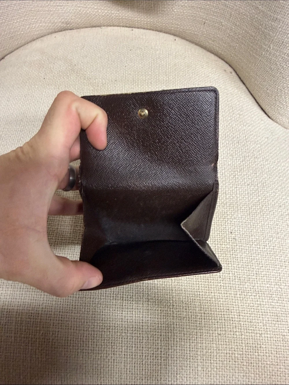 Louis Vuitton Brown Damier Check Compact Card Holder- Vintage 1999